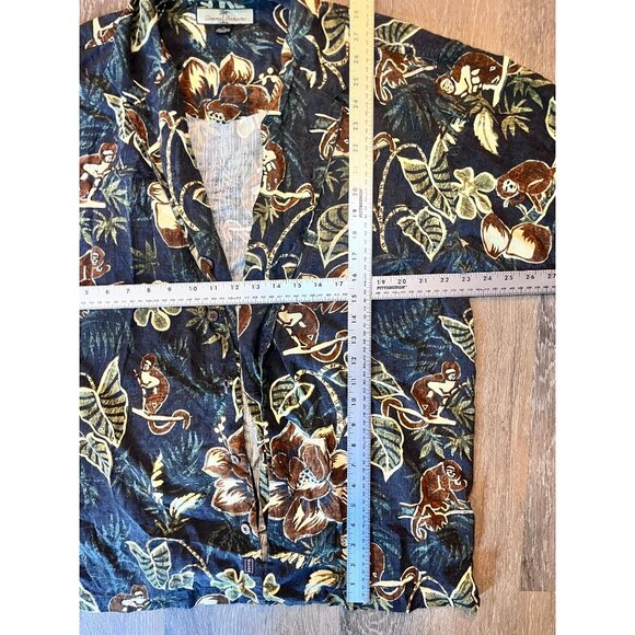 Tommy Bahama Monkey Leaf Print Blue Button Front Shirt Men’s M - Picture 5 of 6
